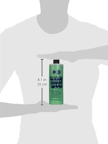 Copper Power Green treatment close-up illustrates freshwater disease-targeting potential.
