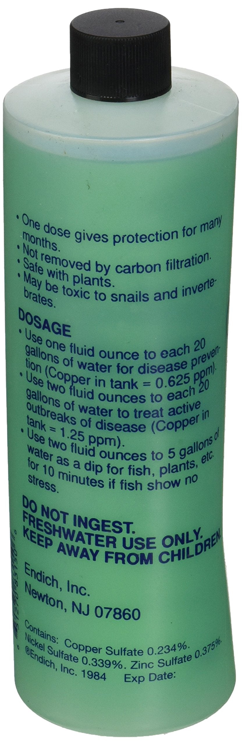 Copper Power Green bottle being poured into an aquarium, supporting parasite and fungus management.