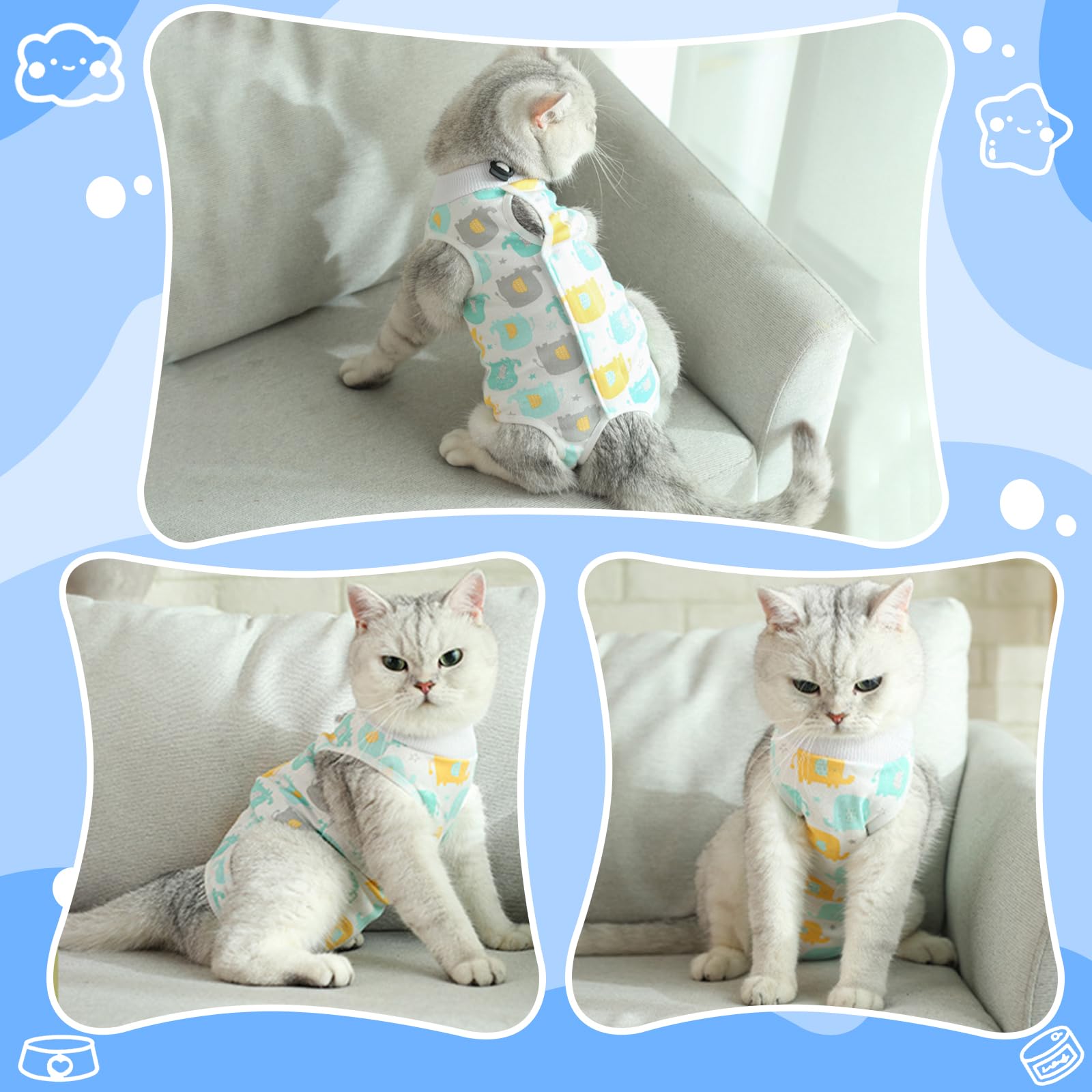 Coppthinktu cat recovery suit adjustable-neckband demonstrates a secure, customizable fit for comfort