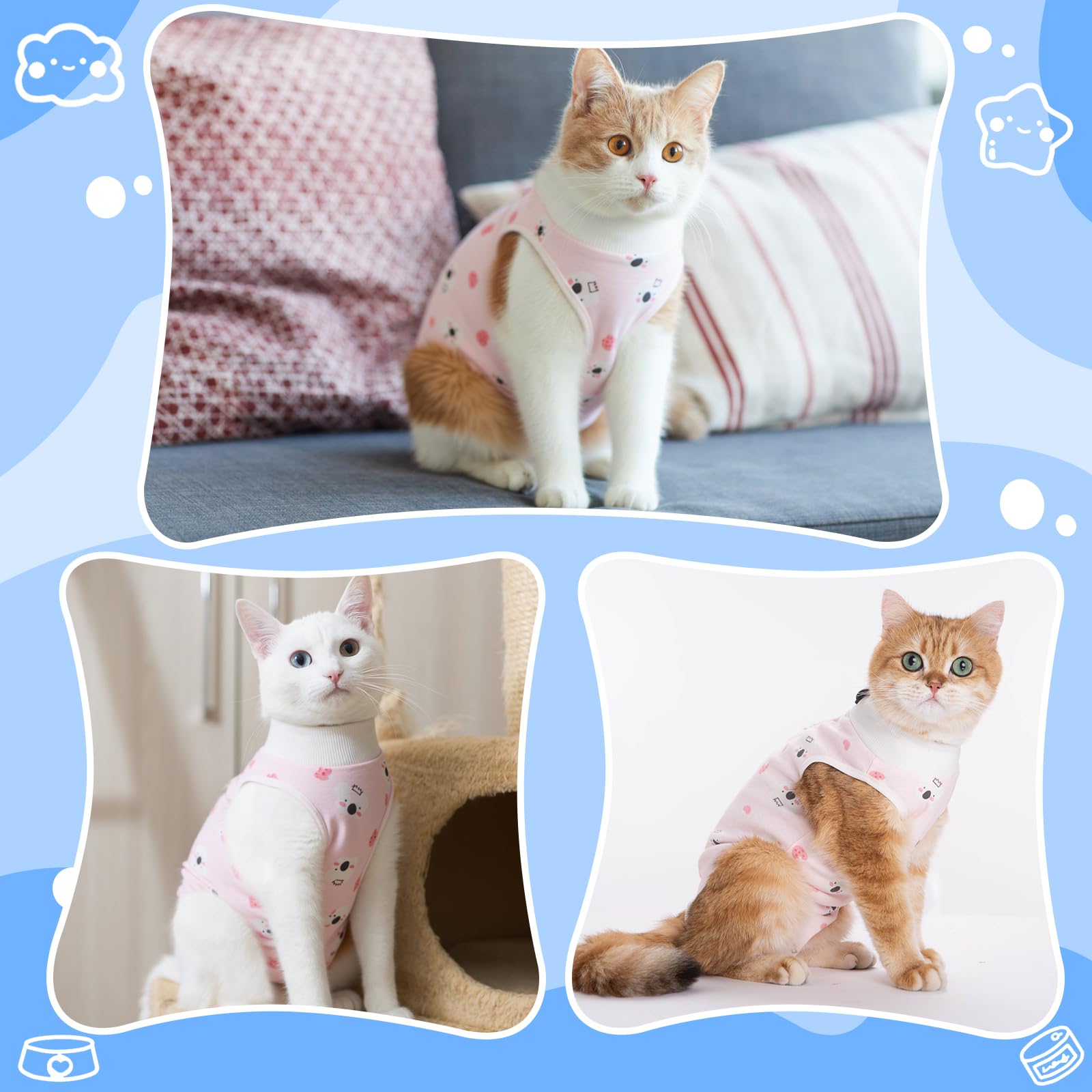 Coppthinktu cat recovery suit adjustable neckline ensures secure, comfortable fit