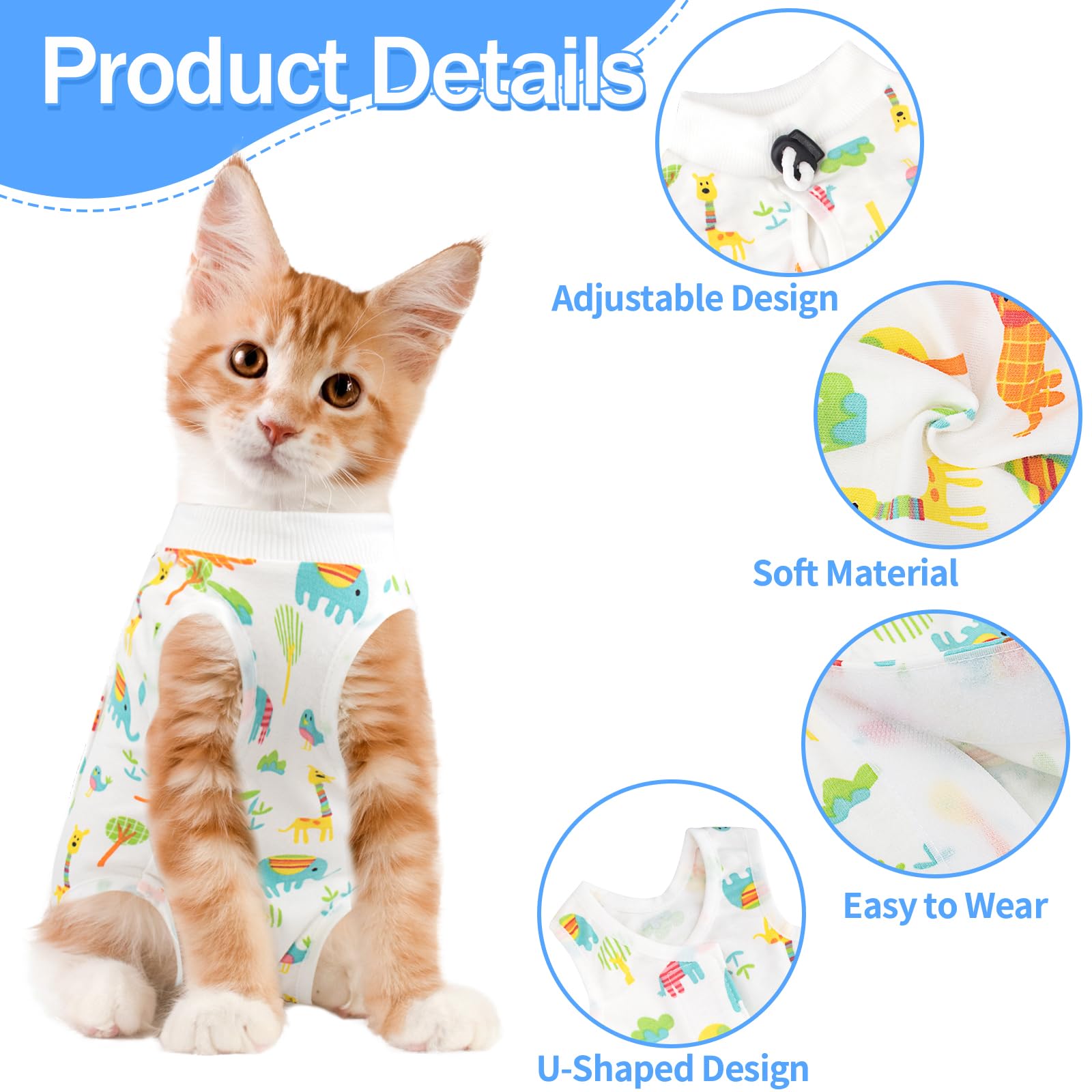 Coppthinktu cat recovery suit adjustable neckline for secure fit and comfort