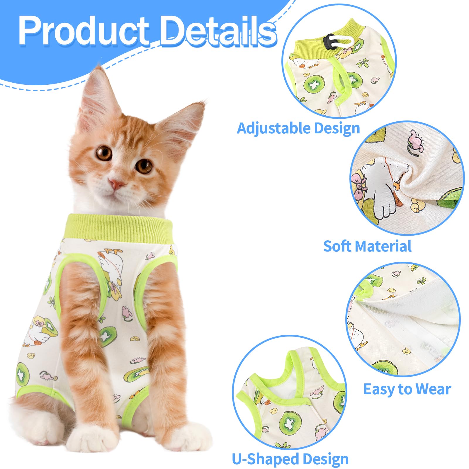 Coppthinktu cat recovery suit adjustable neckline provides secure, customized fit