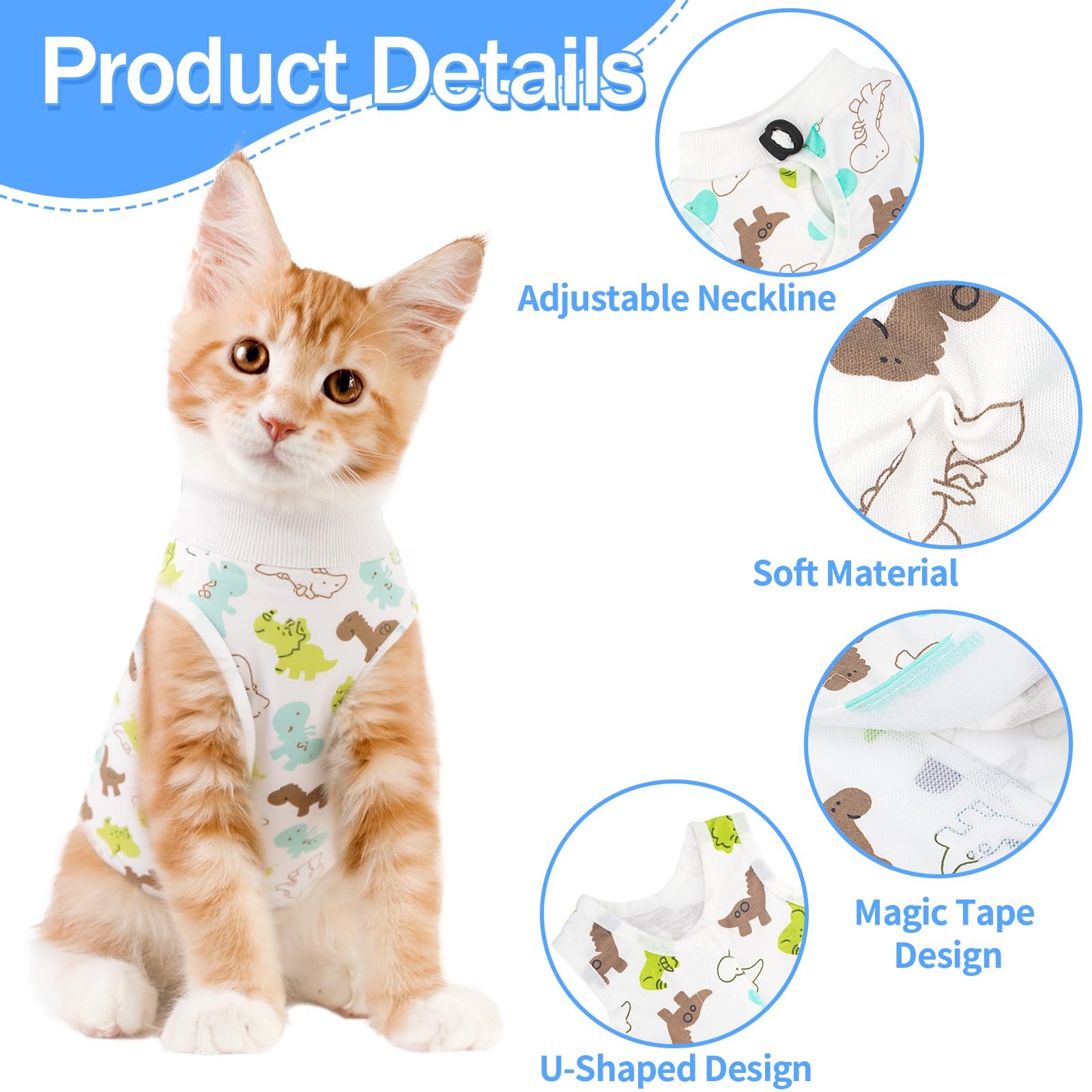 Coppthinktu cat recovery suit with adjustable neckline for a secure, custom fit.
