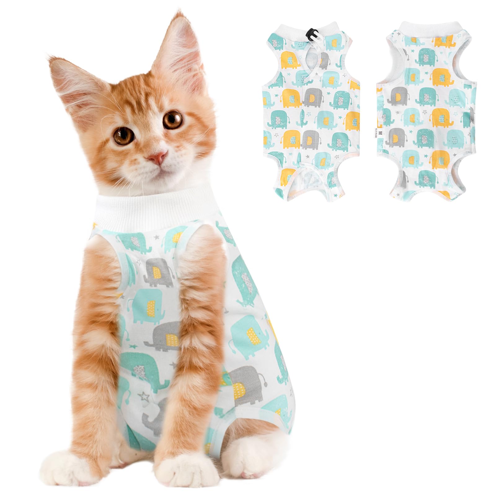 Coppthinktu cat recovery suit front view protects wounds while easing post-surgery healing