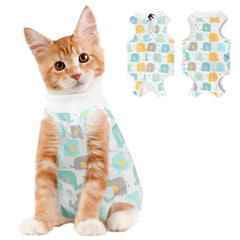 Coppthinktu cat recovery suit front view protects wounds while easing post-surgery healing