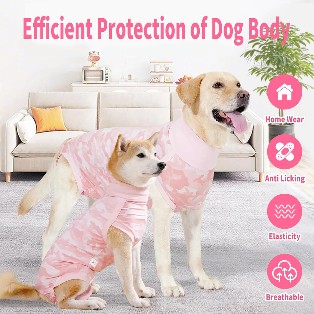 Coppthinktu dog onesie pink recovery-wear display showcasing full-body coverage
