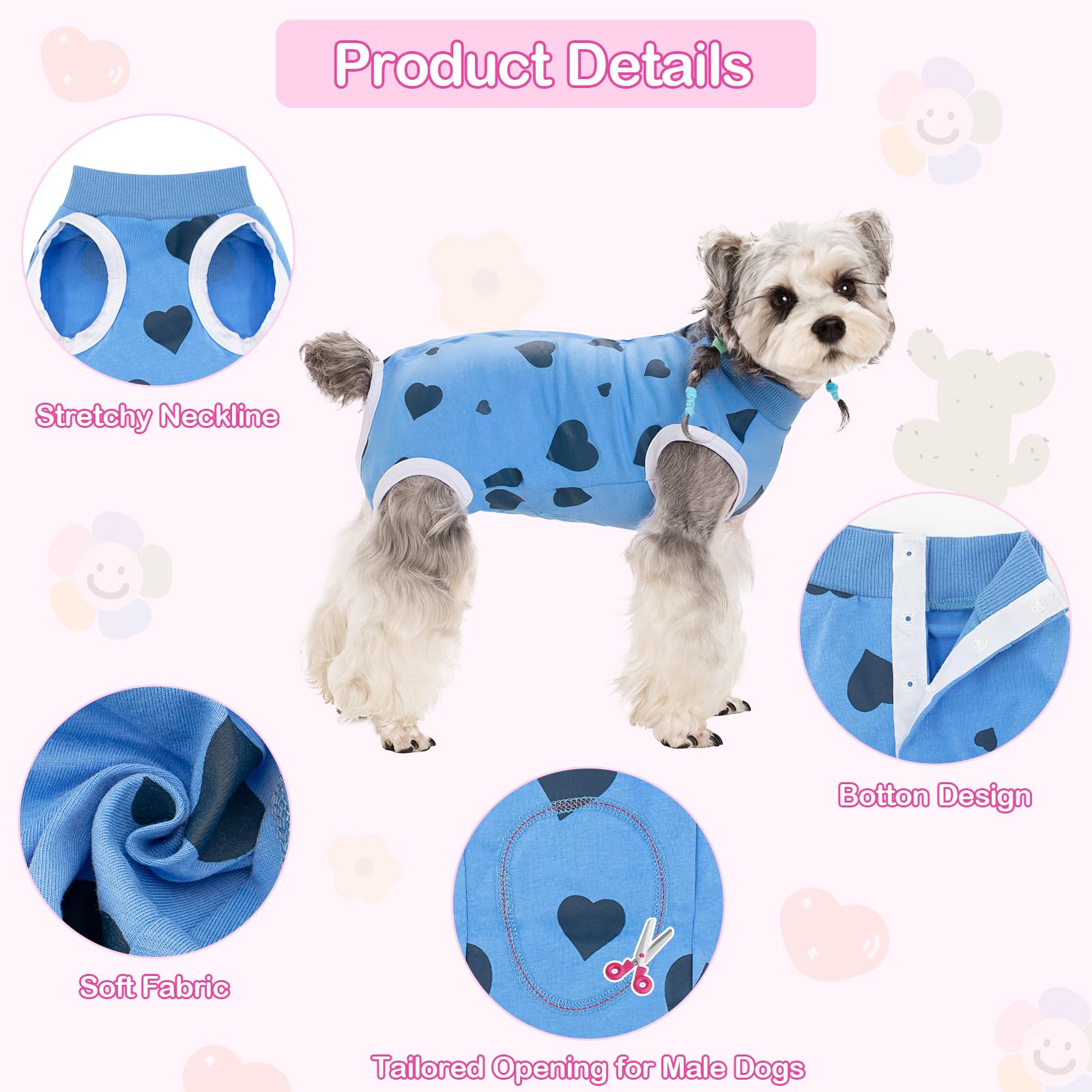 Coppthinktu dog spay recovery inner seam cut-opening for easy potty access
