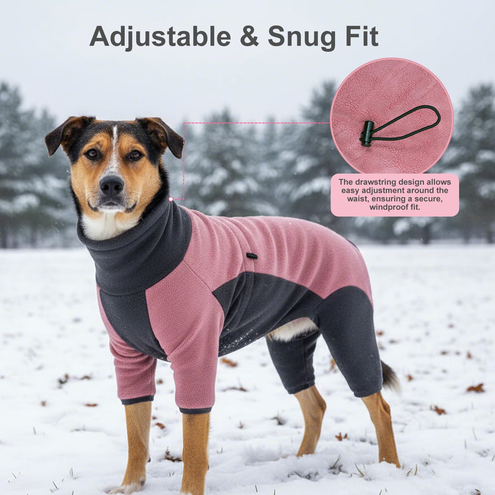 Coppthinktu dog coat pink XXL adjustable drawstrings ensure snug, comfy fit
