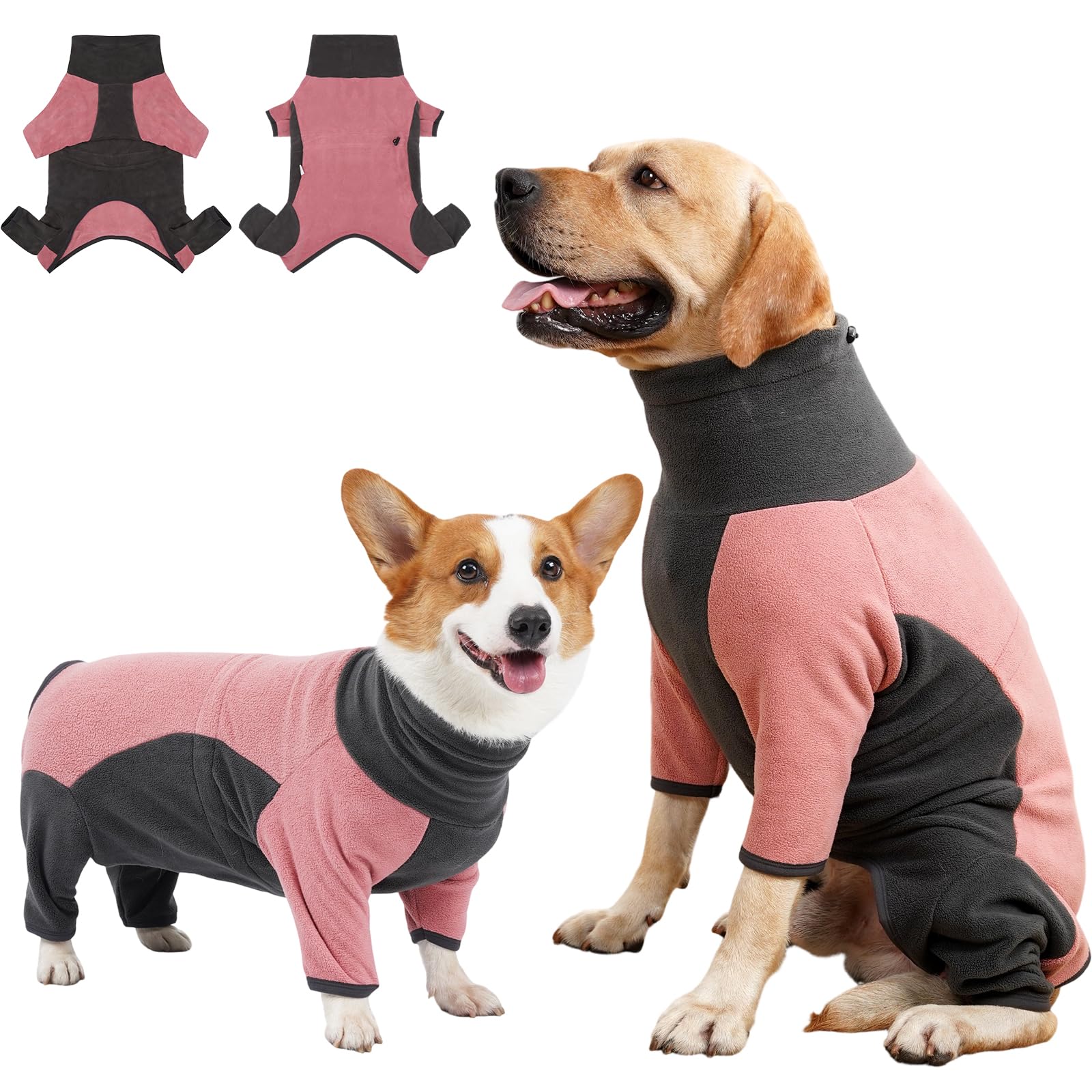 Coppthinktu dog winter coat pink XXL front view shows plush fleece warmth for cold walks