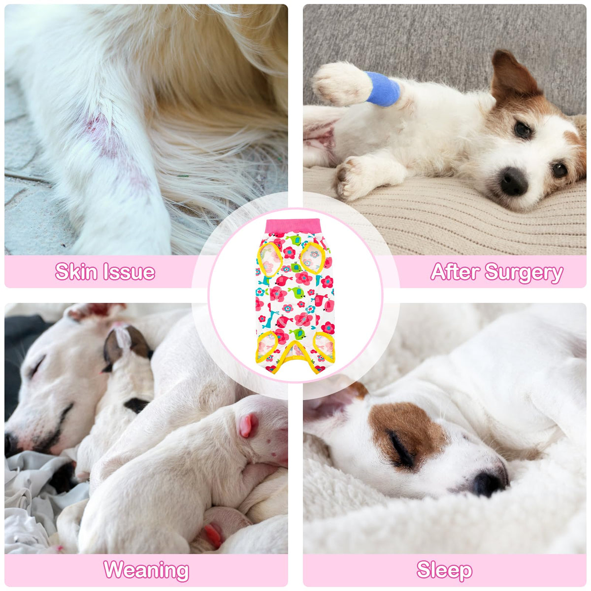 Coppthinktu recovery suit dog back-closure buttons enable easy on-off for caregivers
