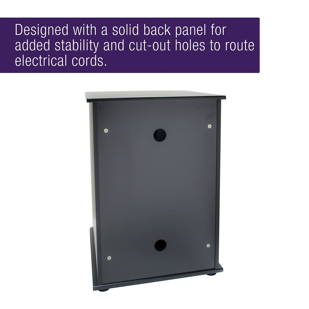 Coralife BioCube stand back panel provides solid support and cord routing.