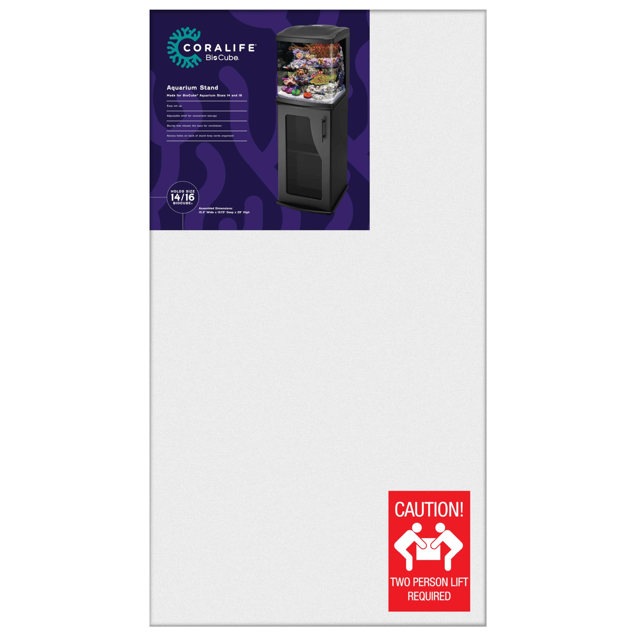 Coralife BioCube wood stand side-cord-cutouts enable tidy cable routing.