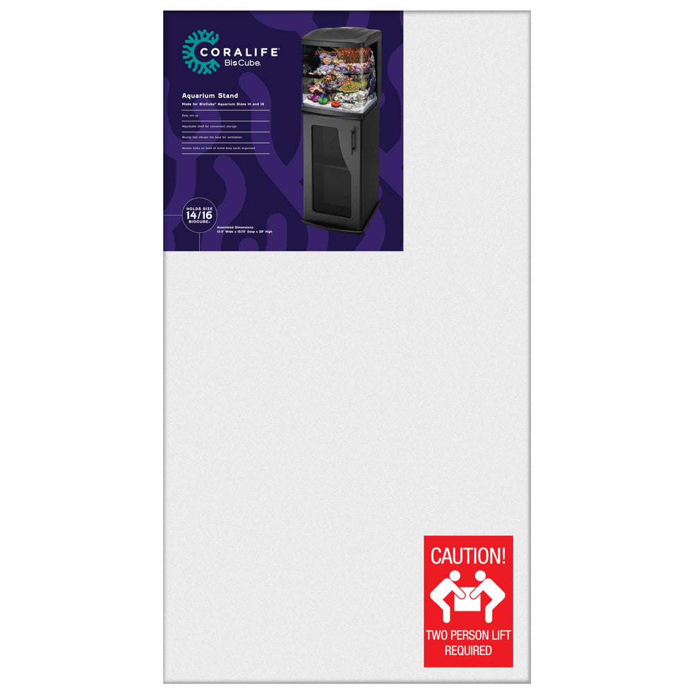 Coralife BioCube wood stand side-cord-cutouts enable tidy cable routing.