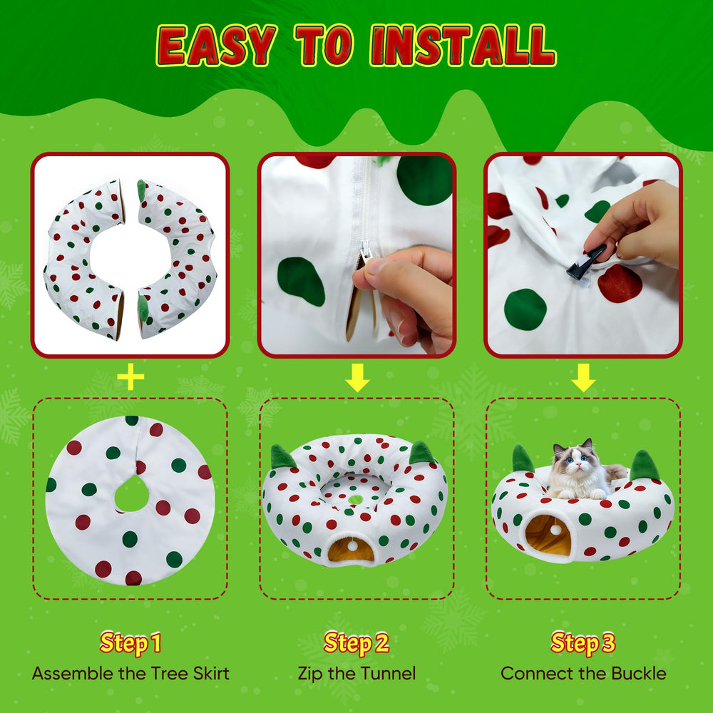 CORALMEE cat tunnel 3in1 adjustable image demonstrates versatile shapes for hiding and exploration