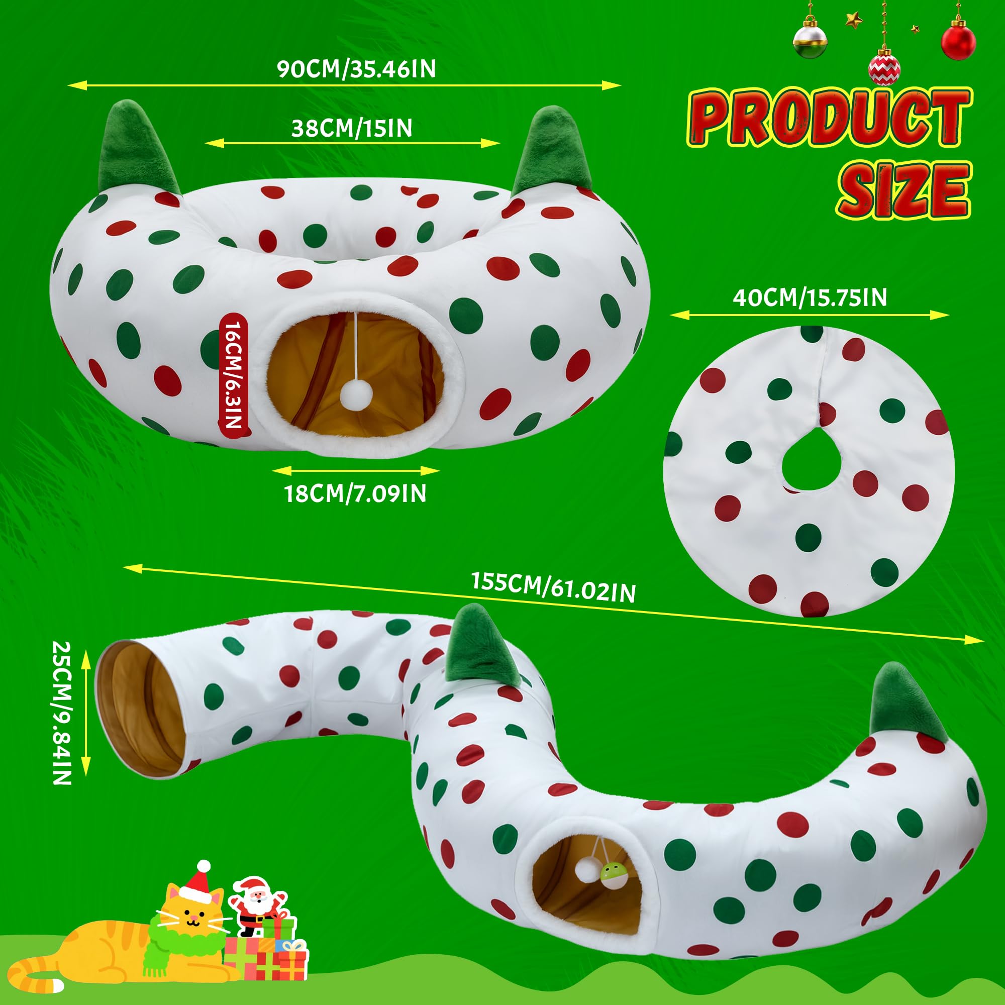 CORALMEE cat tunnel cat ears image highlights crinkle sound for interactive play