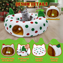 CORALMEE cat tunnel hanging ball image shows interactive toy for curious indoor cats