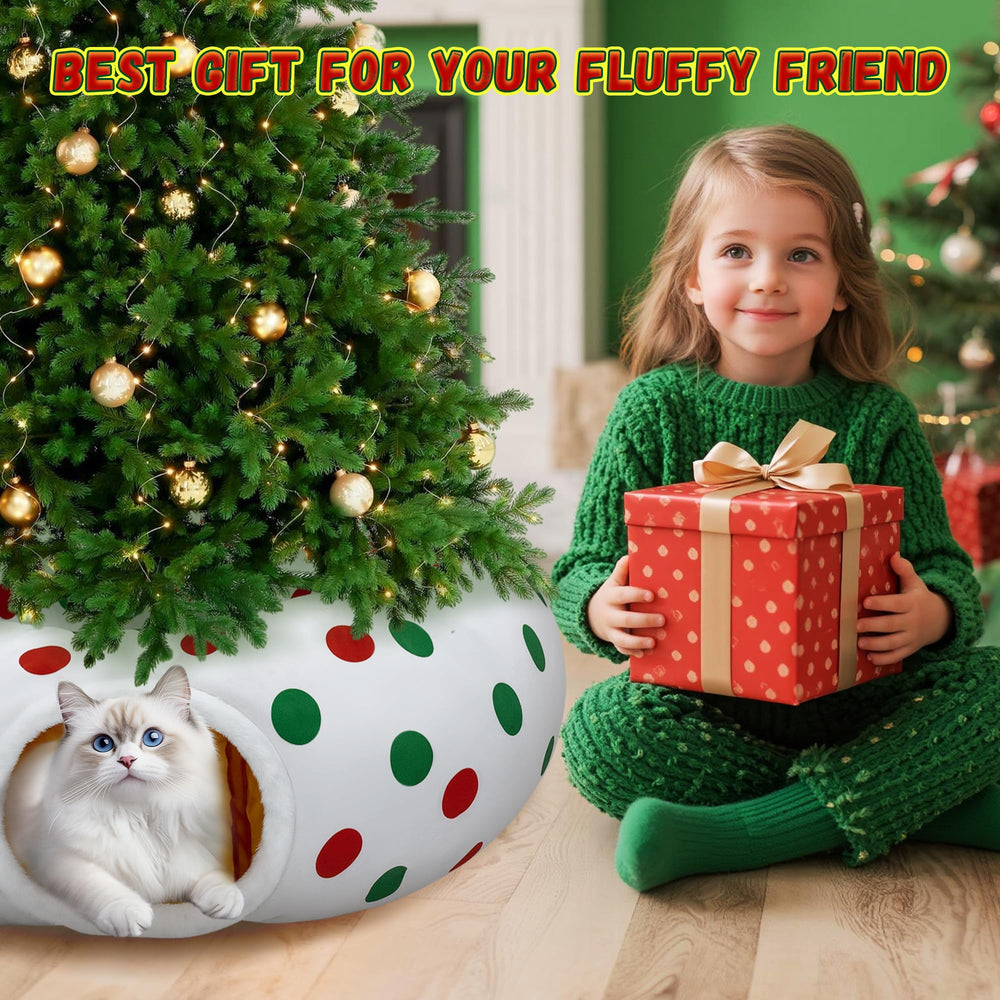 CORALMEE cat tunnel under-tree spacious image communicates roomy play space for larger cats