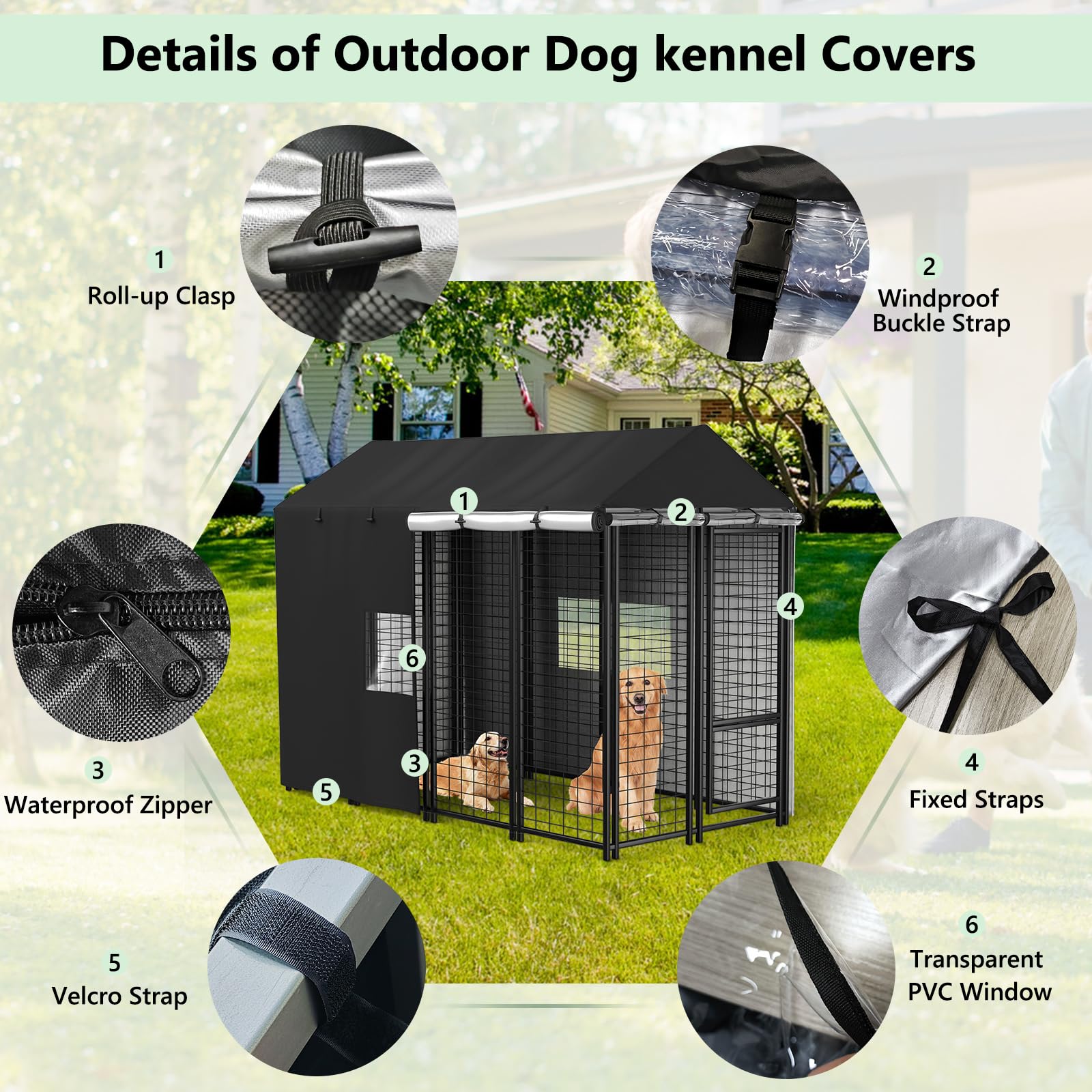 COSHNIBI kennel cover features four zippers for flexible access.