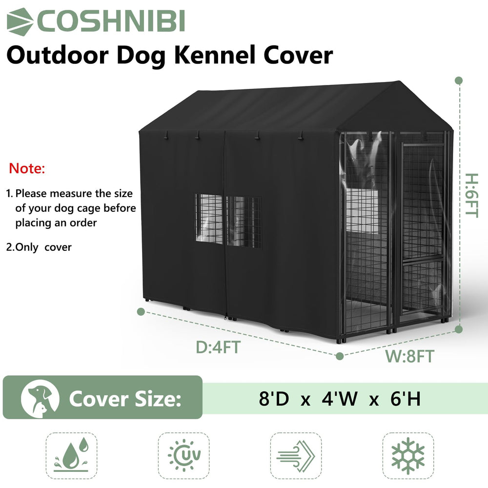COSHNIBI kennel cover waterproof outer material keeps kennels dry during rain.