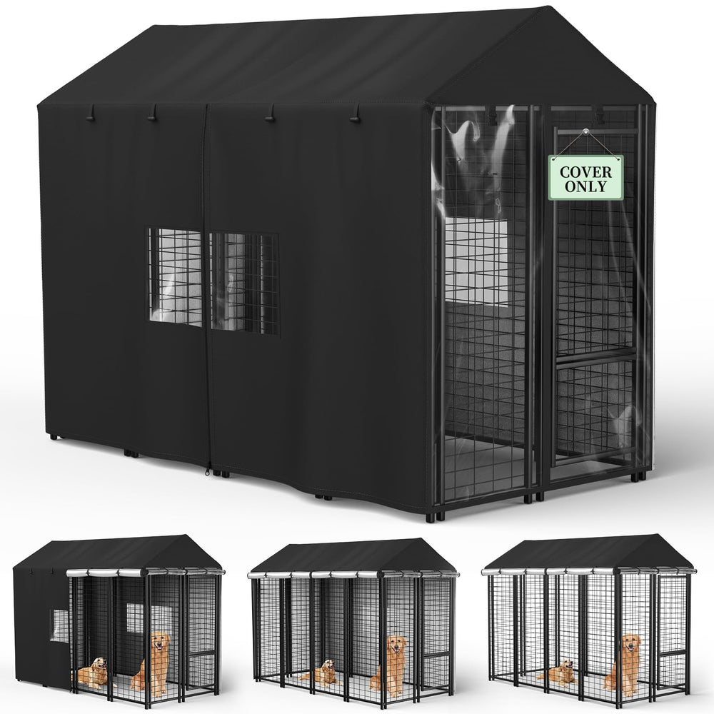 COSHNIBI outdoor dog kennel cover front view shows weather-ready protection for your pet.
