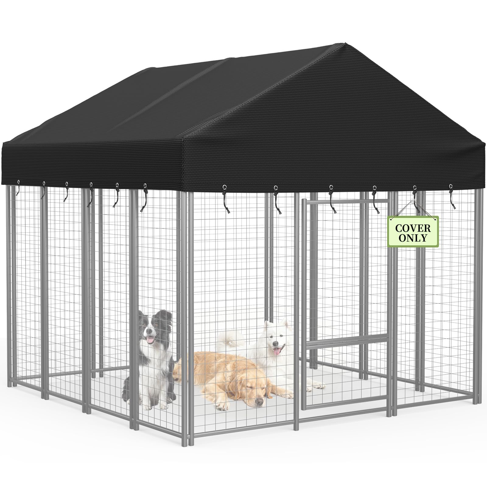 COSHNIBI outdoor dog kennel roof cover with waterproof fabric protects the cage.