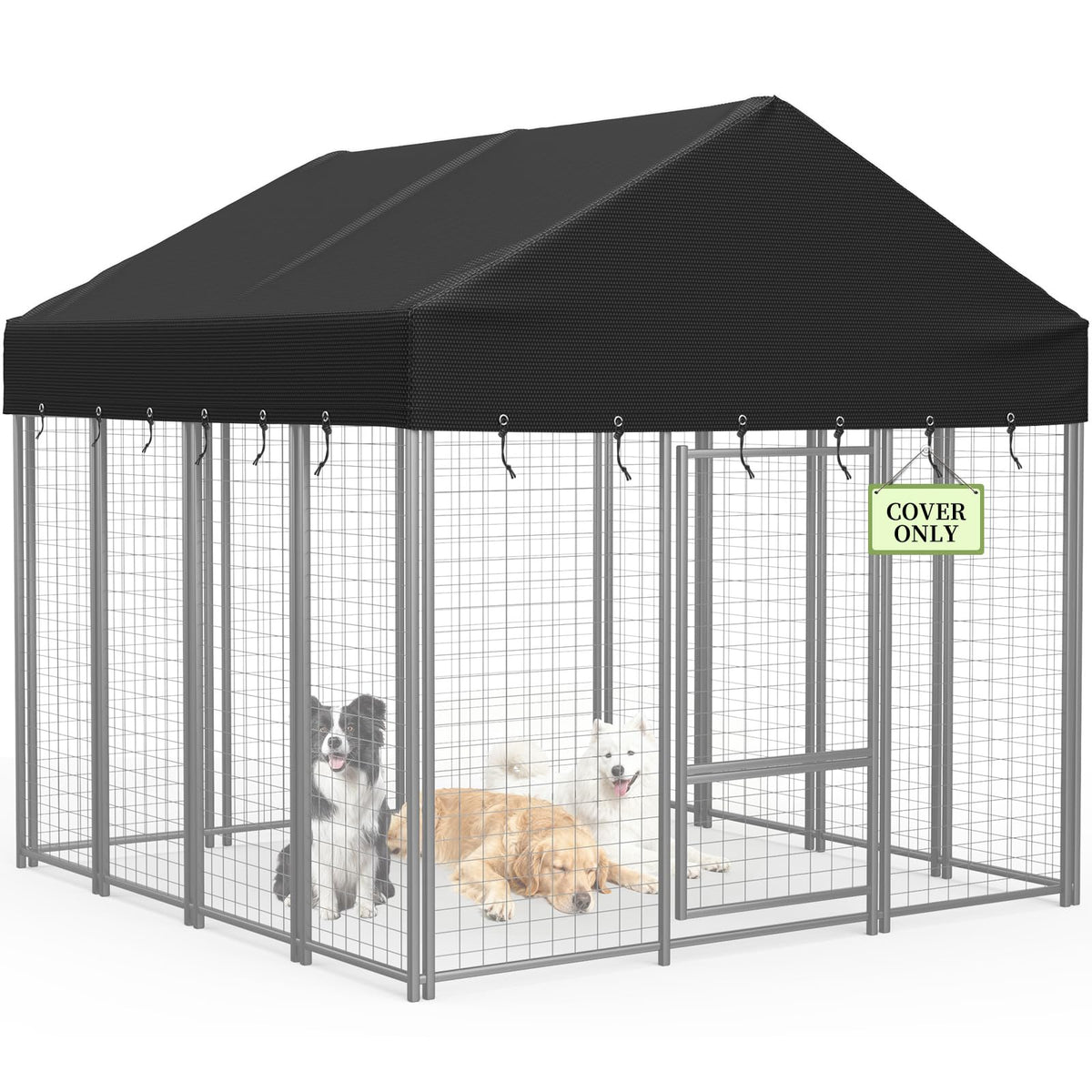 COSHNIBI outdoor dog kennel roof cover with waterproof fabric protects the cage.