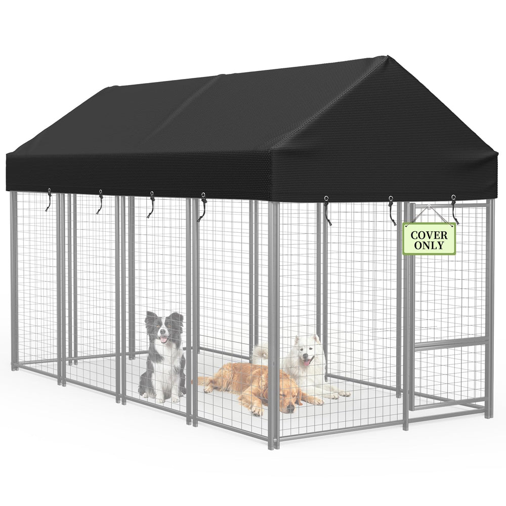 COSHNIBI outdoor dog kennel roof cover waterproof shields an 8x4 ft kennel from rain.