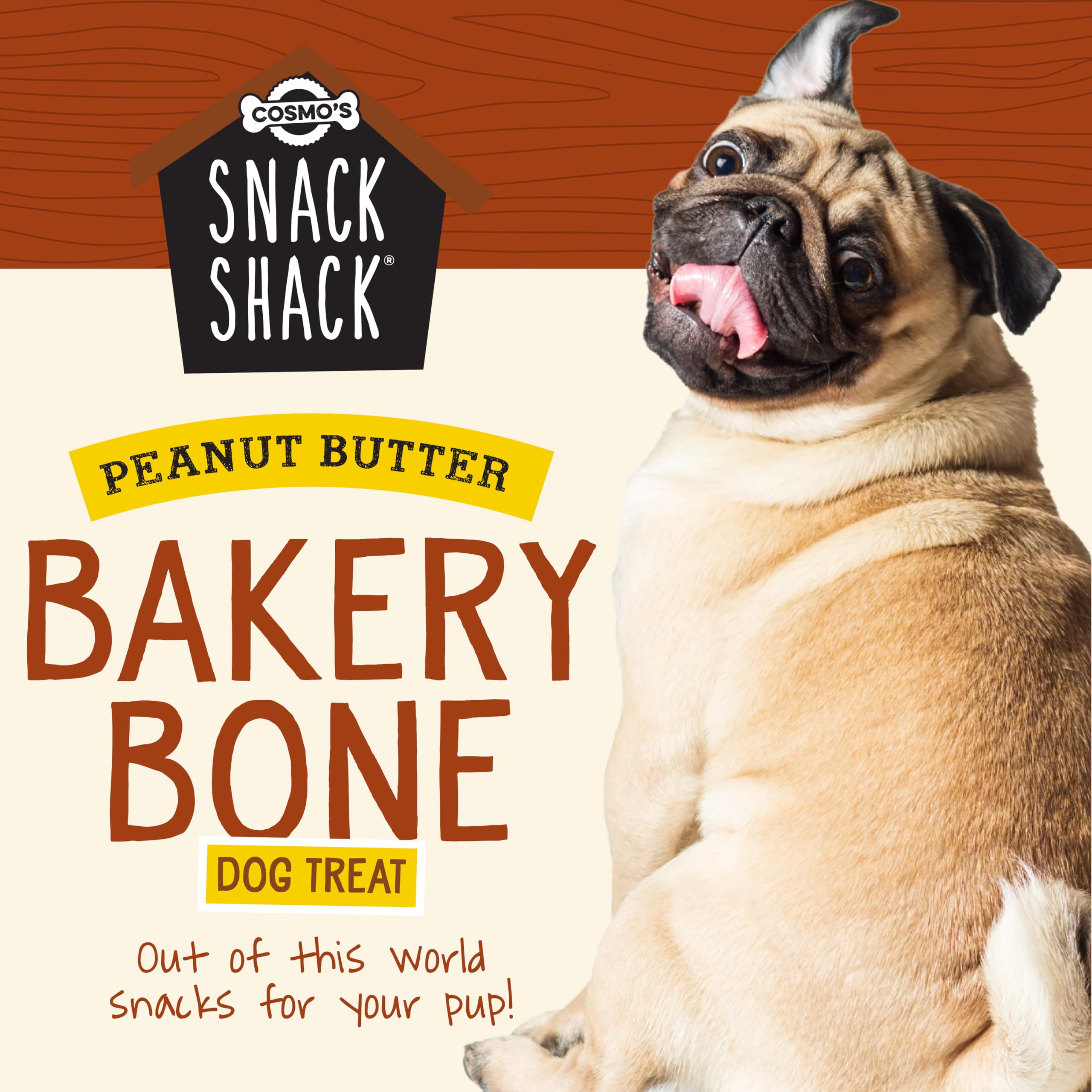 Cosmo's Snack Shack Peanut Butter Bakery Bone closeup highlights natural texture and aroma