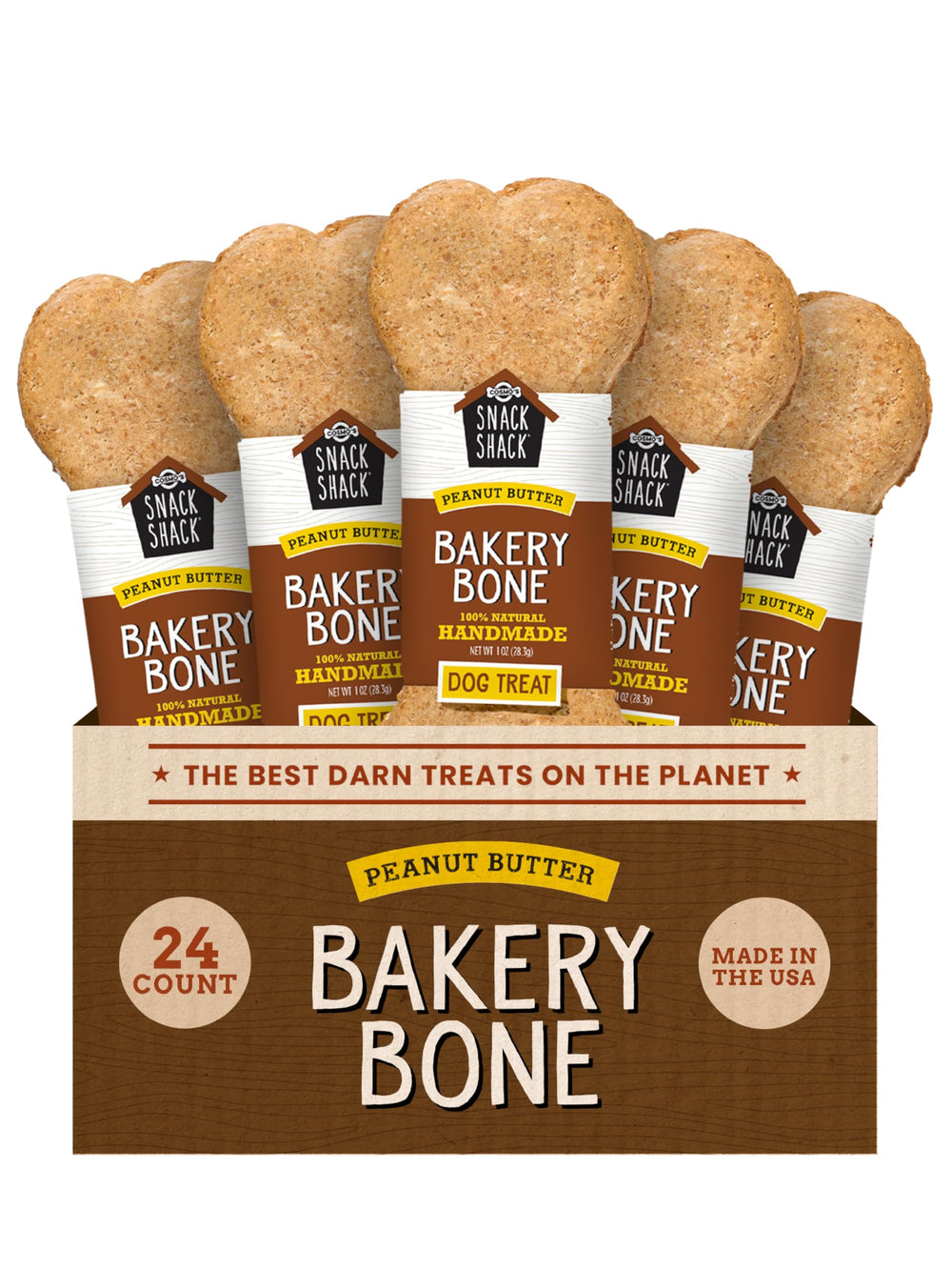Cosmo's Snack Shack Peanut Butter Bakery Bone pack image—long chew ideal for training rewards