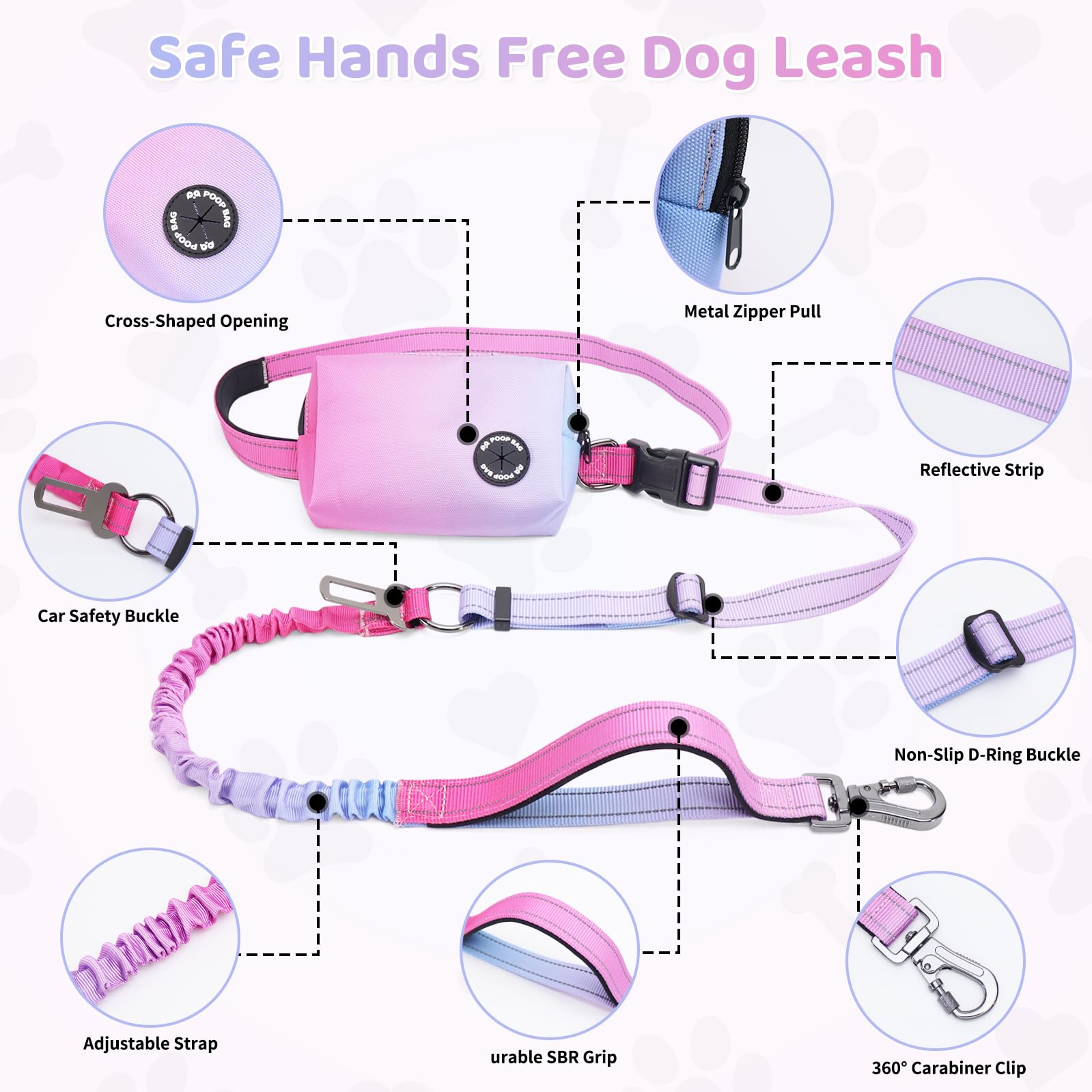 COSOWO adjustable waist belt ensures a secure, customizable fit during walks and runs.