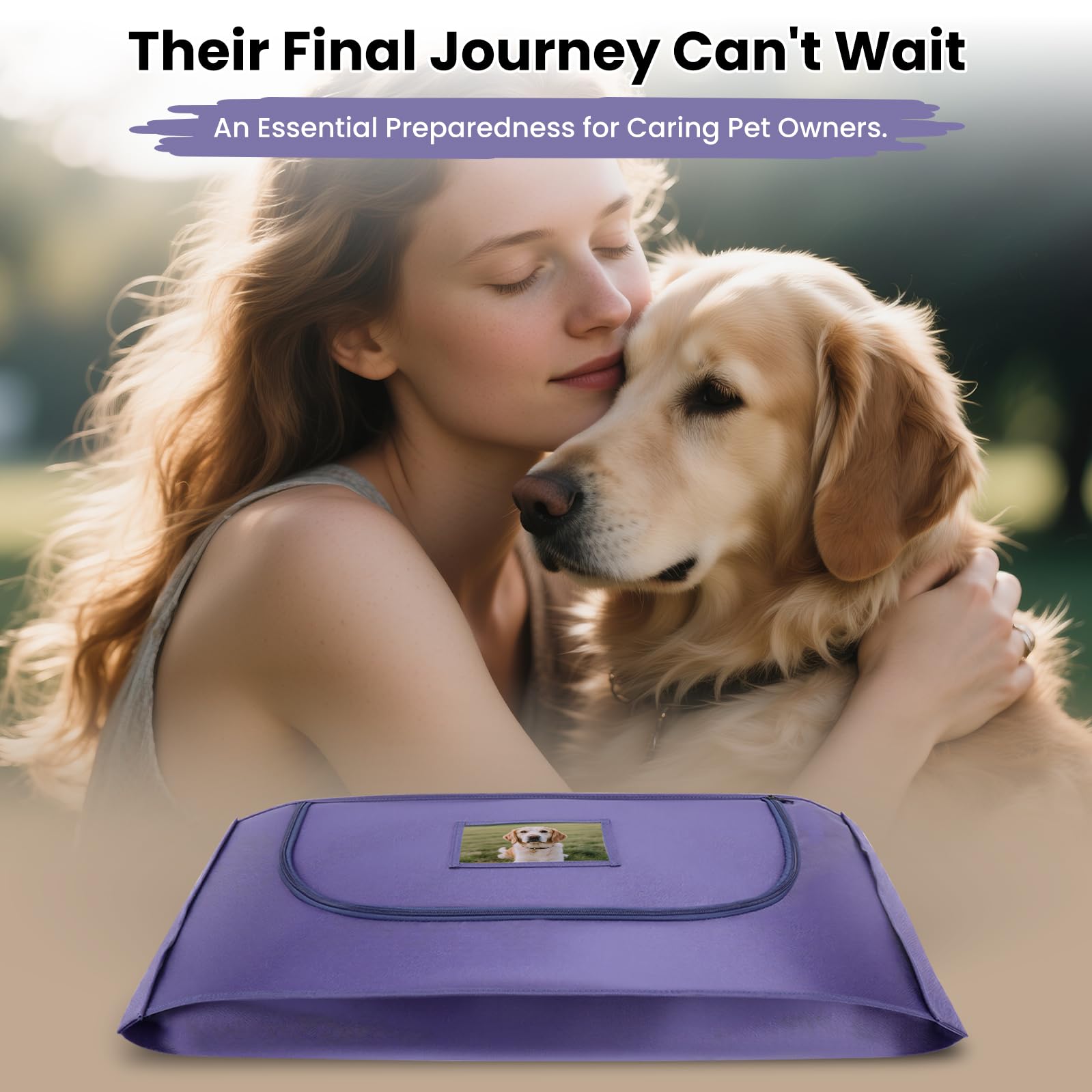 COSOWO pet burial bag memorial card image featuring keepsake message.