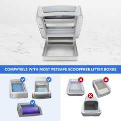 COSPARX stainless steel tray fit-check reveals snug compatibility with PetSafe Scoop-Free.