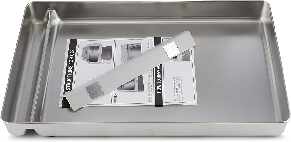 COSPARX stainless steel litter tray front view, durable and easy to wipe clean.