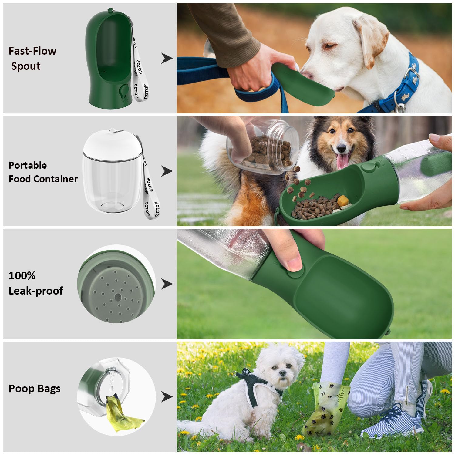 COTOP built-in poop bag dispenser keeps trails clean and convenient.