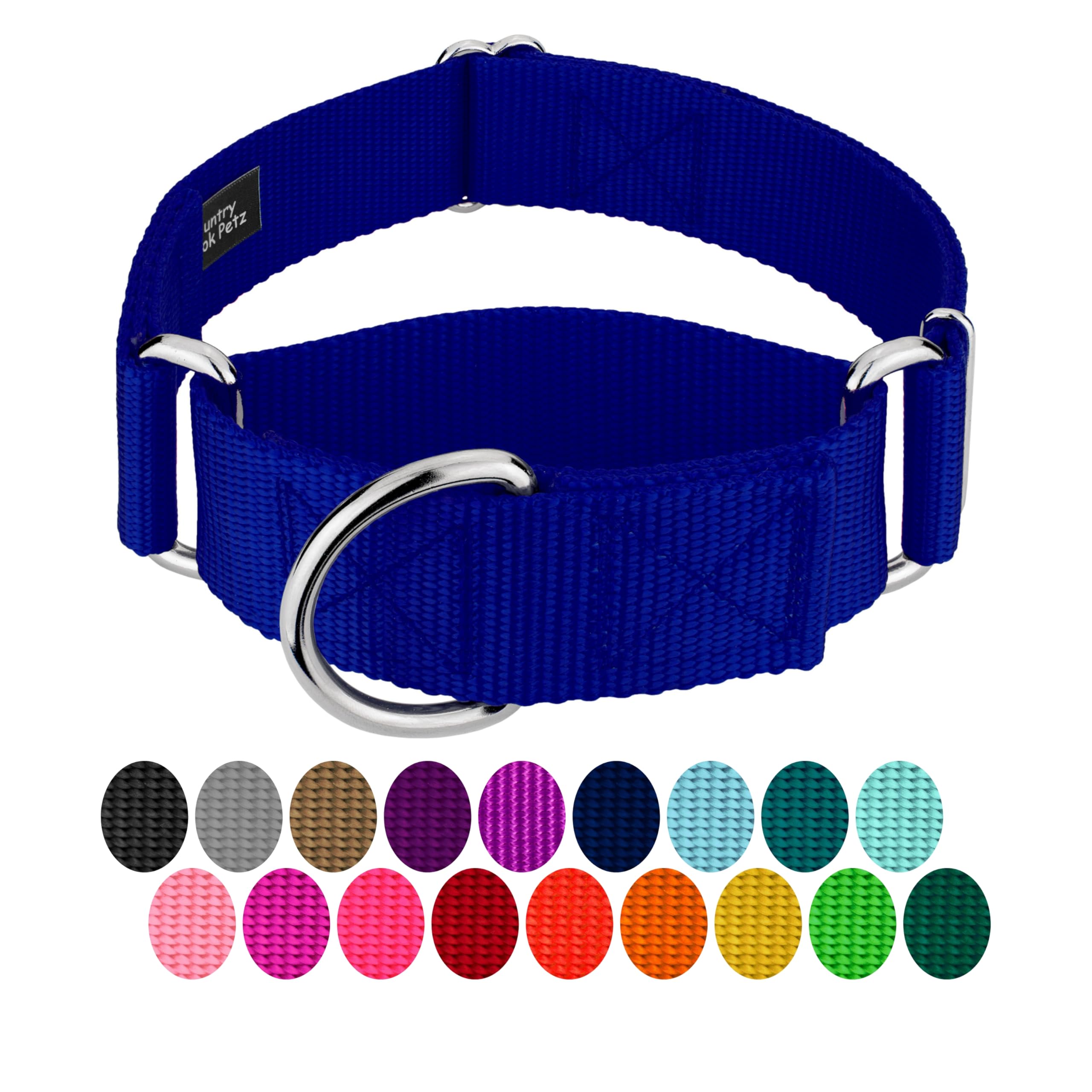 Country Brook Petz HossFit Jr royal blue collar hardware closeup with durable fittings