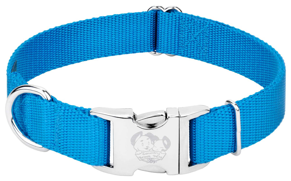 Country Brook Petz collar assembly closeup, high-density nylon construction.