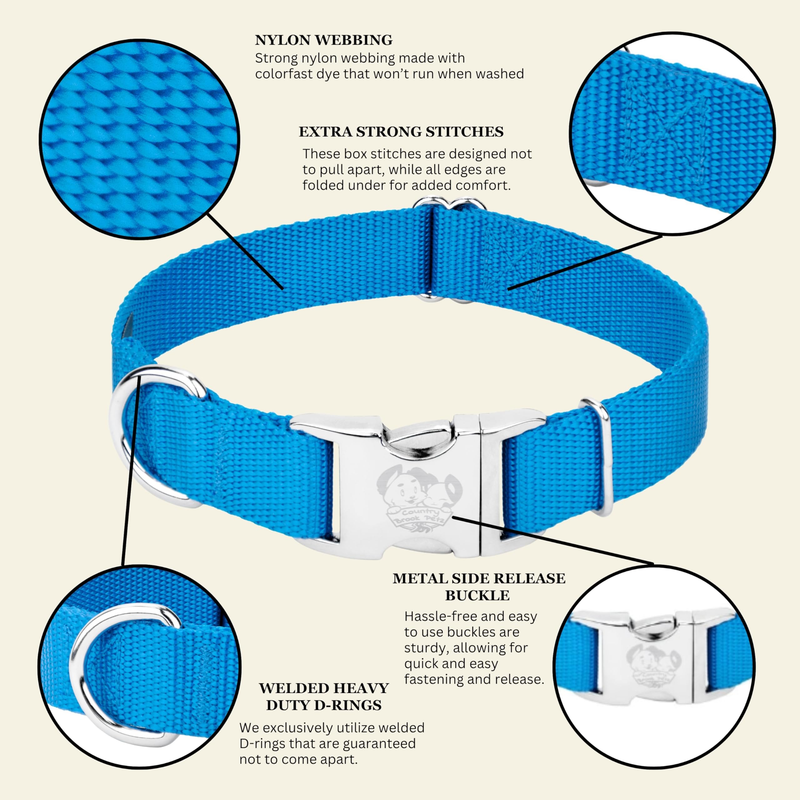 Country Brook Petz collar on dog during walk, sturdy everyday use.