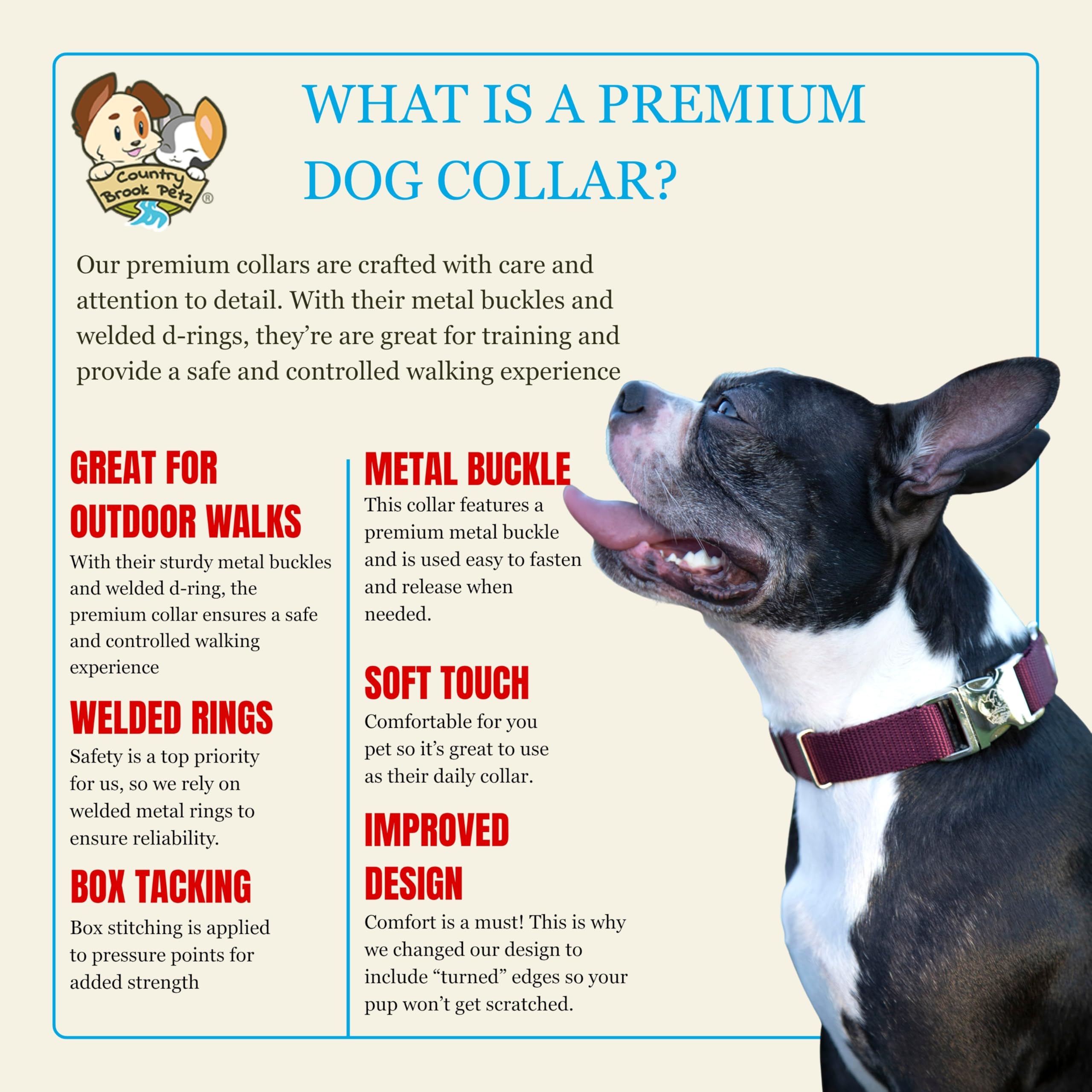 Country Brook Petz color options collar showcasing more than ten warm tones.