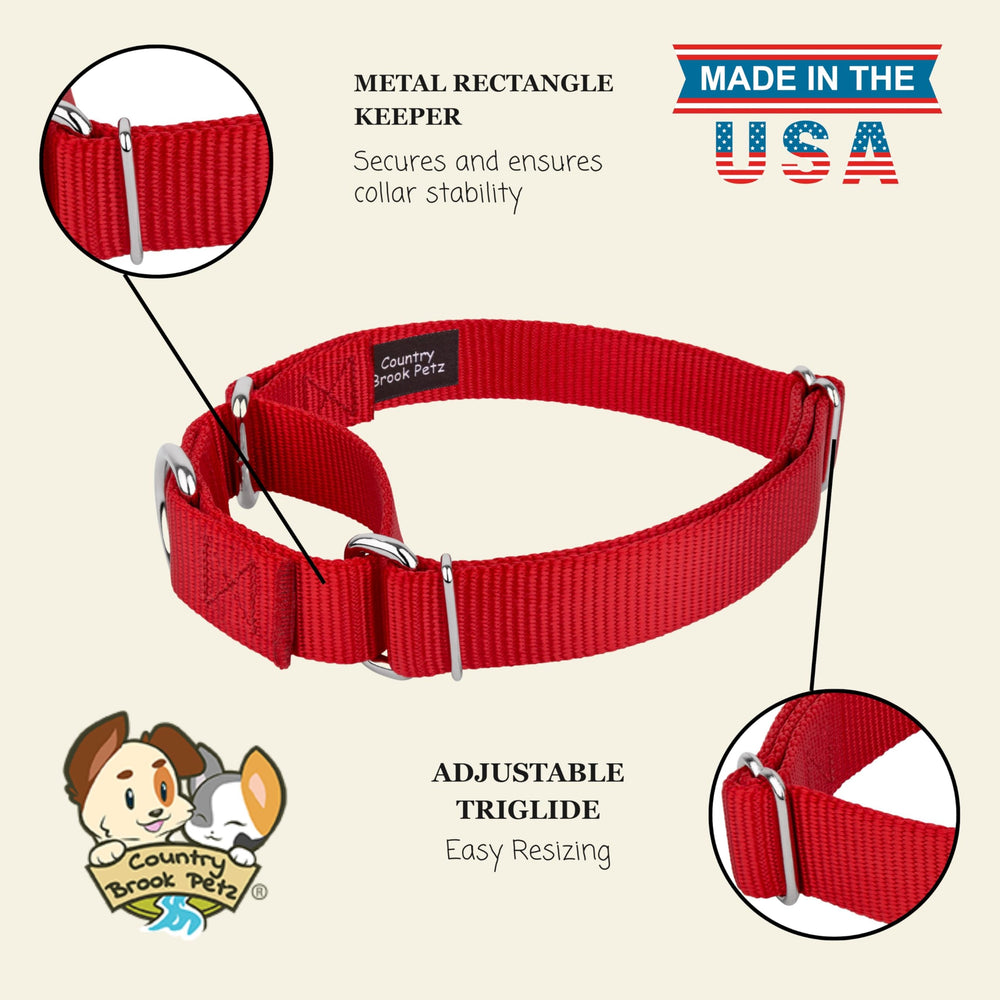Country Brook Petz martingale collar proudly made in USA with durable materials