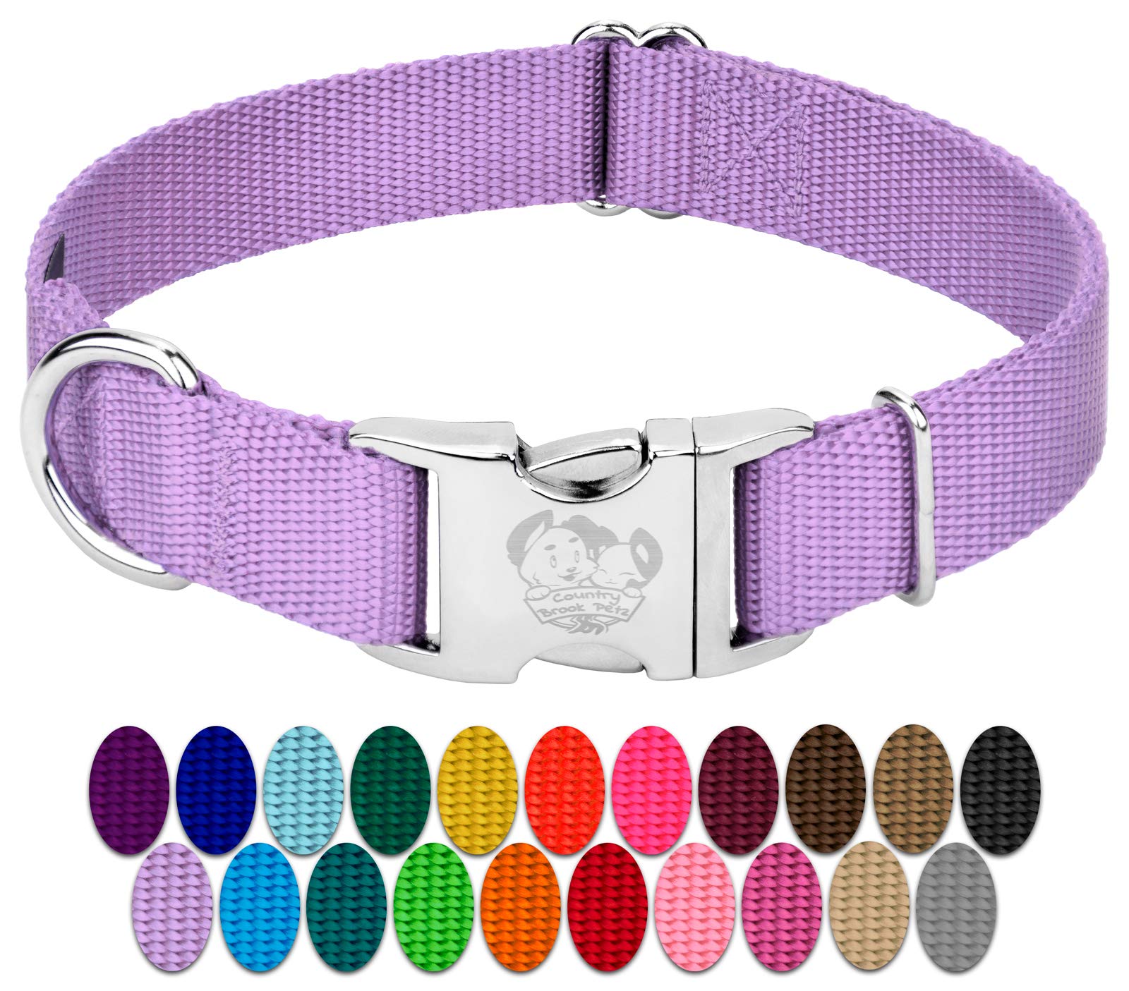 Country Brook Petz premium nylon collar close-up showing durable weave for daily wear.