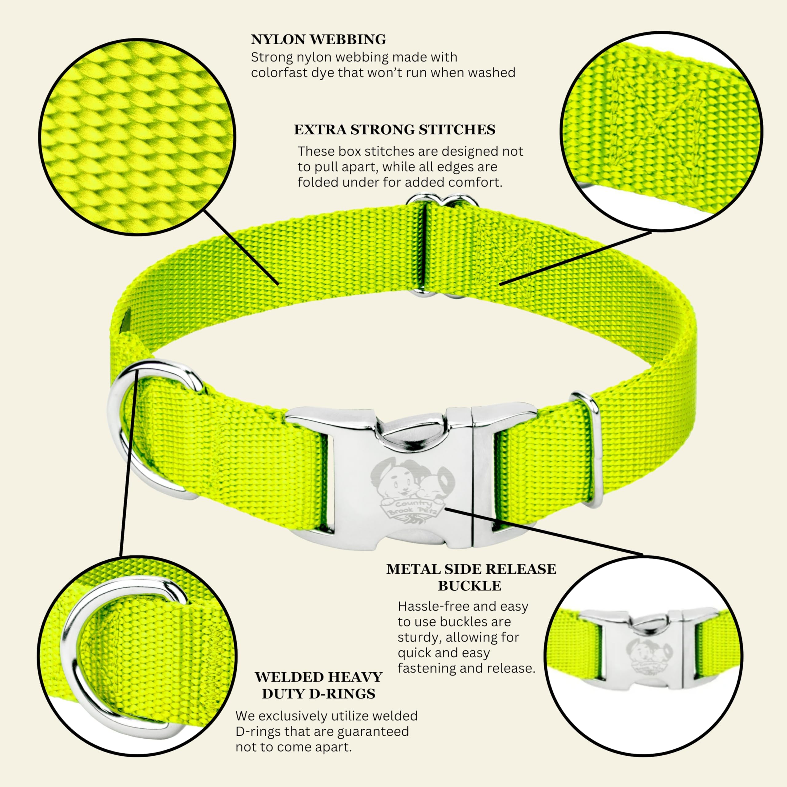 Country Brook Petz silky-soft nylon collar offering comfortable daily wear.