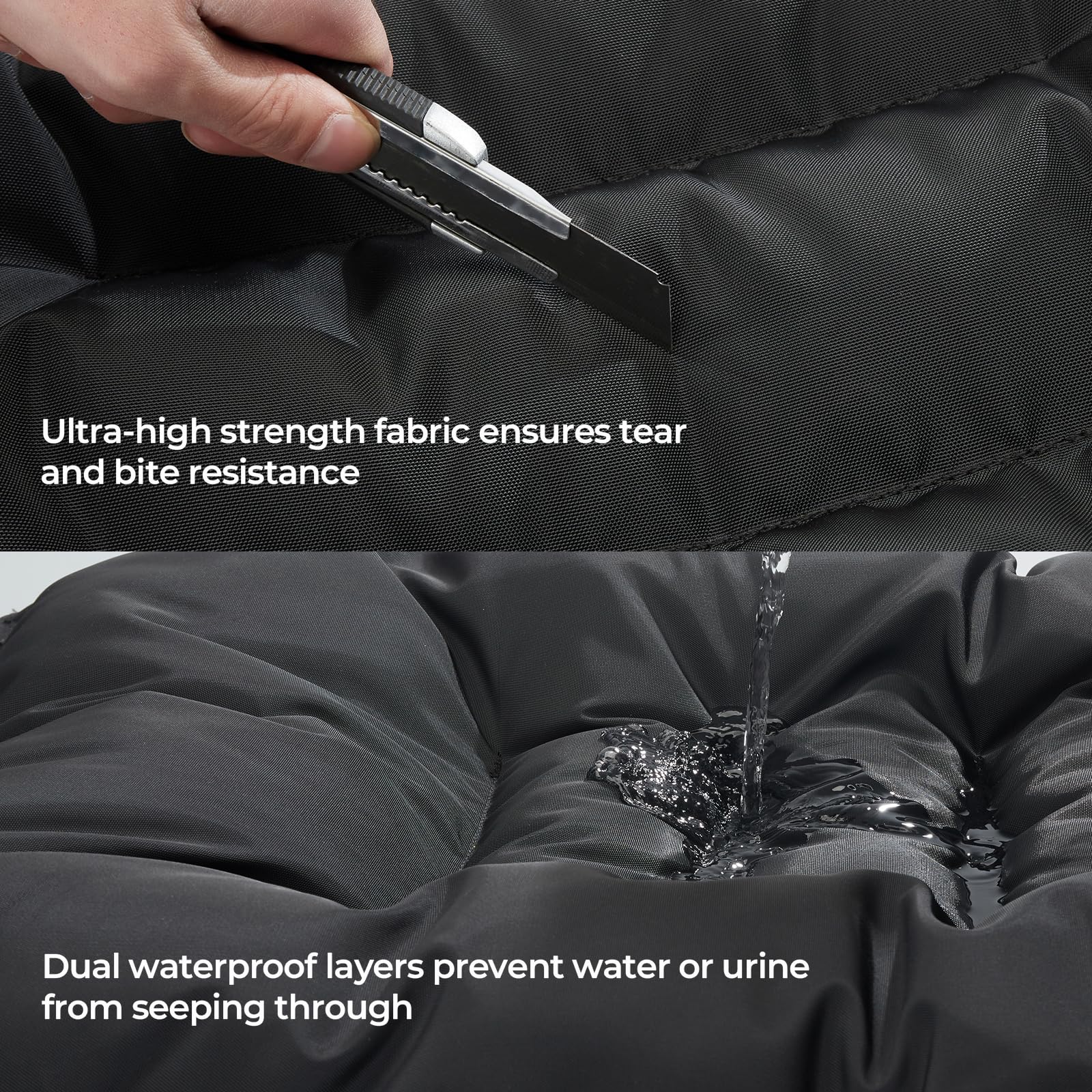 Couzssyhi chew-proof bed waterproof layer image indicates interior moisture barrier.