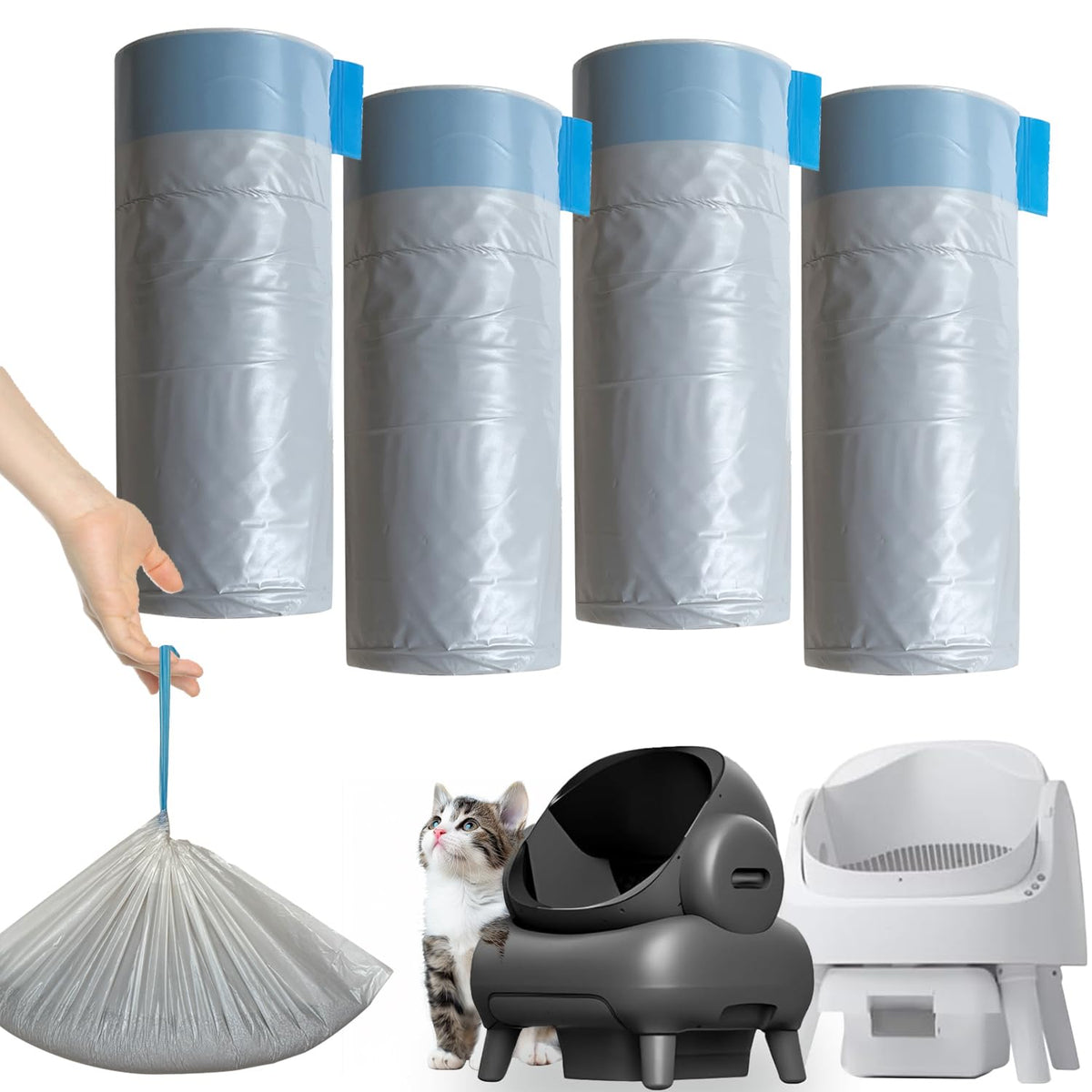 CoveCozy 80-count litter bags with perforated tear lines for quick cleanup.