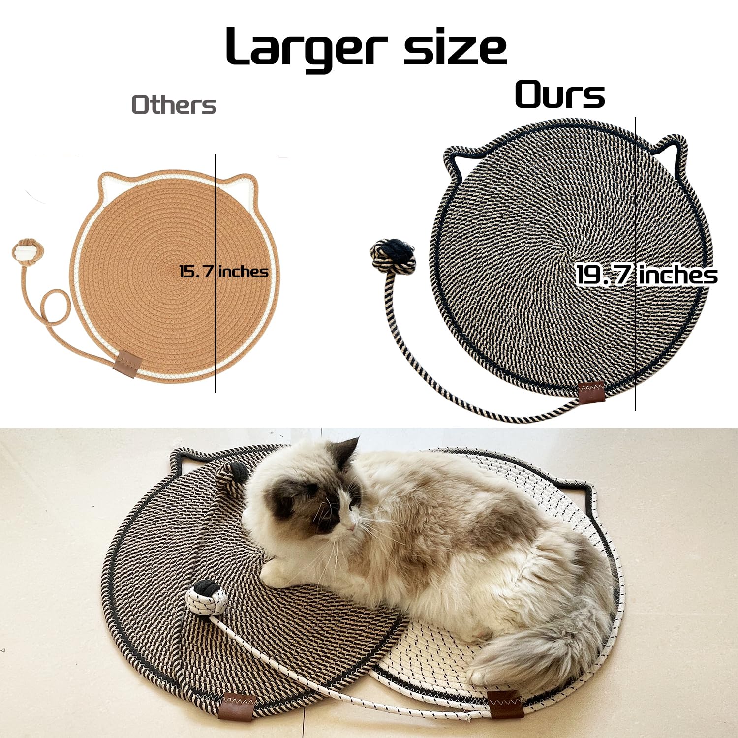 Covecozy Cat Scratcher Mat 19-6in diameter for comfortable lounging.