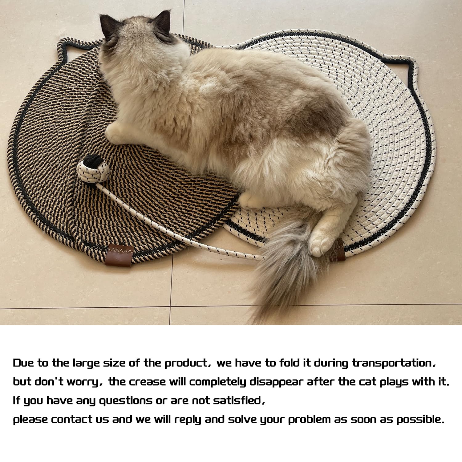 Covecozy Cat Scratcher Mat with cat-ball toy for interactive play.
