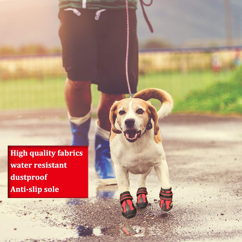 CovertSafe& black-red dog boots with paw embroidery and style