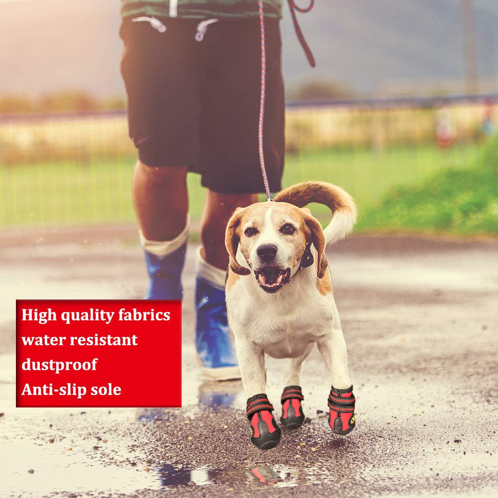CovertSafe& black-red dog boots with paw embroidery and style