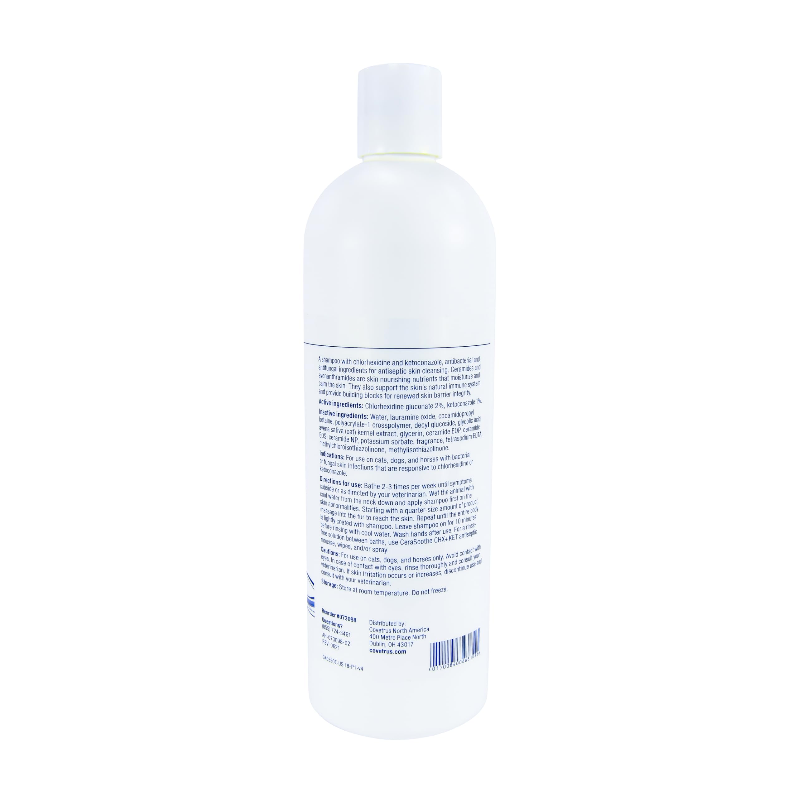 Covetrus CeraSoothe CHX+KET shampoo foam cleanses while soothing skin