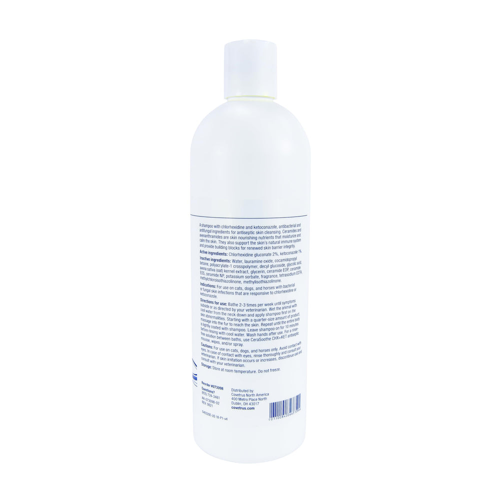 Covetrus CeraSoothe CHX+KET shampoo foam cleanses while soothing skin