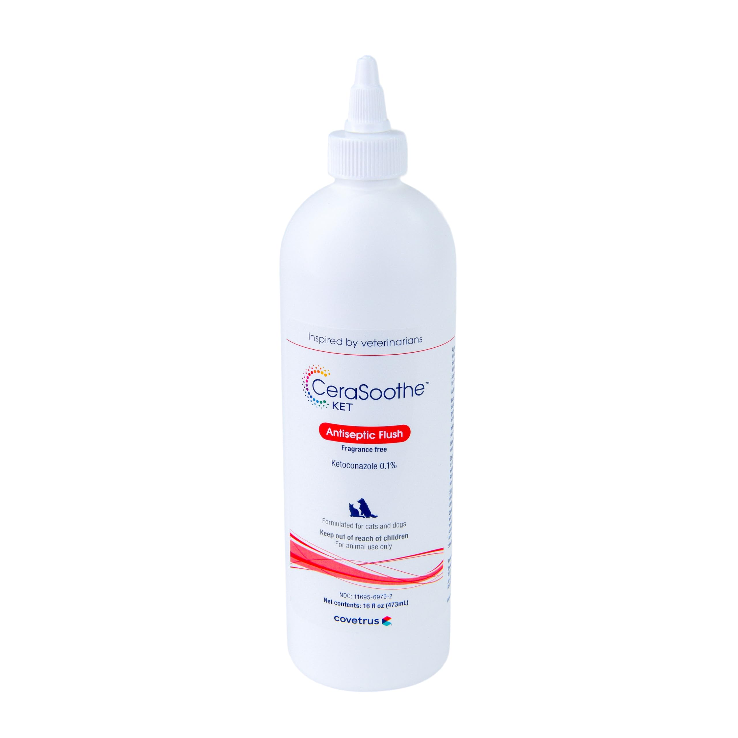 Covetrus CeraSoothe KET Antiseptic Flush 16oz bottle front view for gentle pet cleansing.